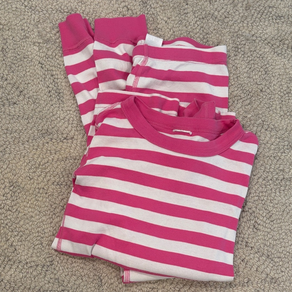 Hanna Andersson Pink and White Striped Kids Pajama Set
